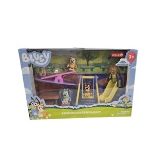 Bluey Deluxe Park Themed Playset Bingo, Indy, Rusty Figurines Toys 10 Pc New
